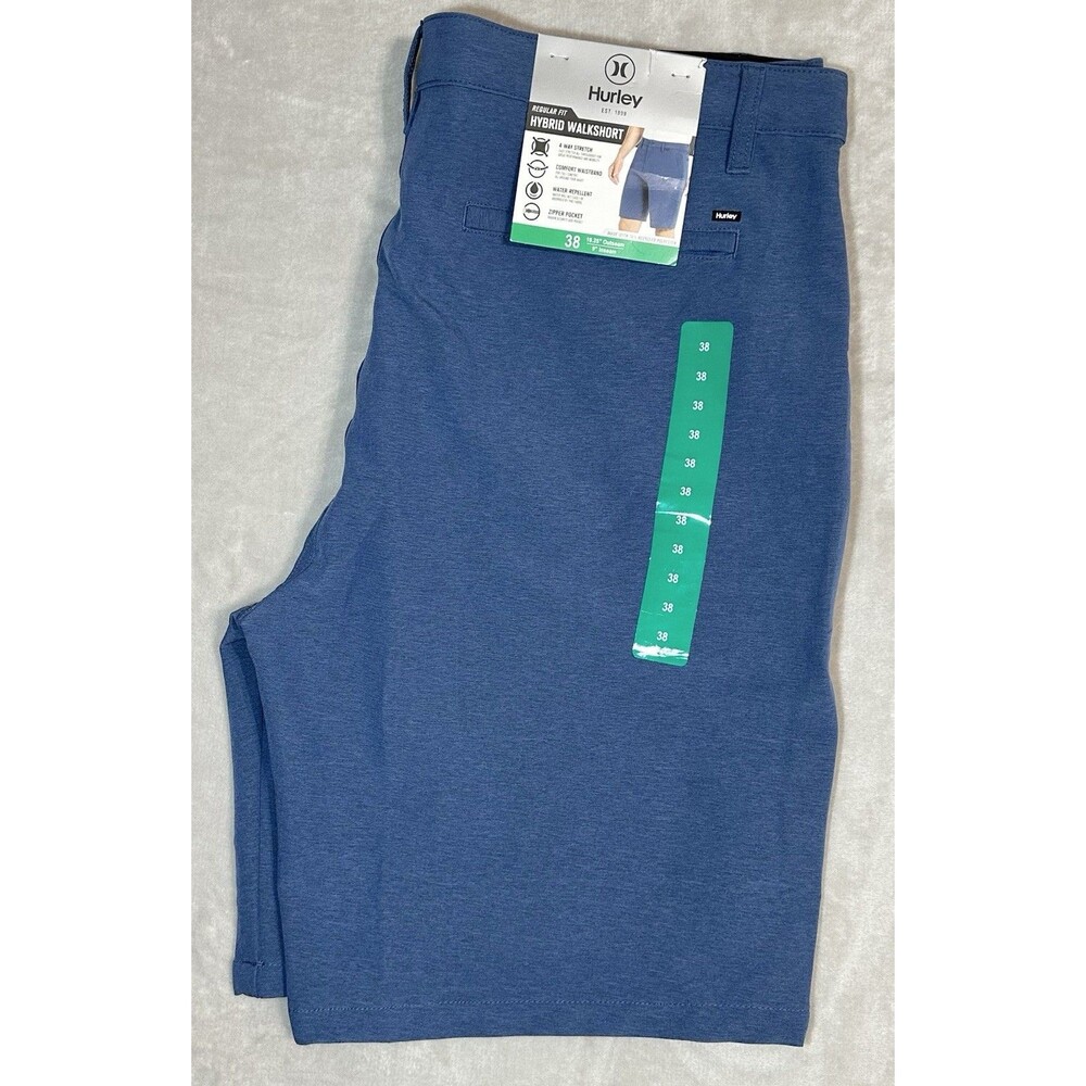 NWT Hurley Men's 38 Blue Hybrid 4-Way Stretch Water Repellent Walk Shorts